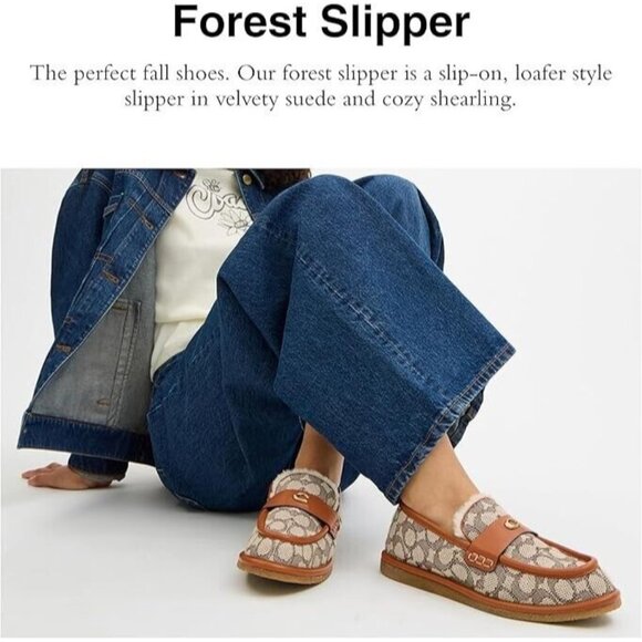 Coach Forest Slipper Women's Sz 10B Cocoa/Burnished Amber Leather Pull-On Loafer - Picture 2 of 4